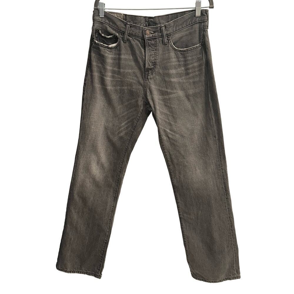 Abercrombie and Fitch 31 x 32 Gray Denim Jeans Regular Cut Distressed Seams